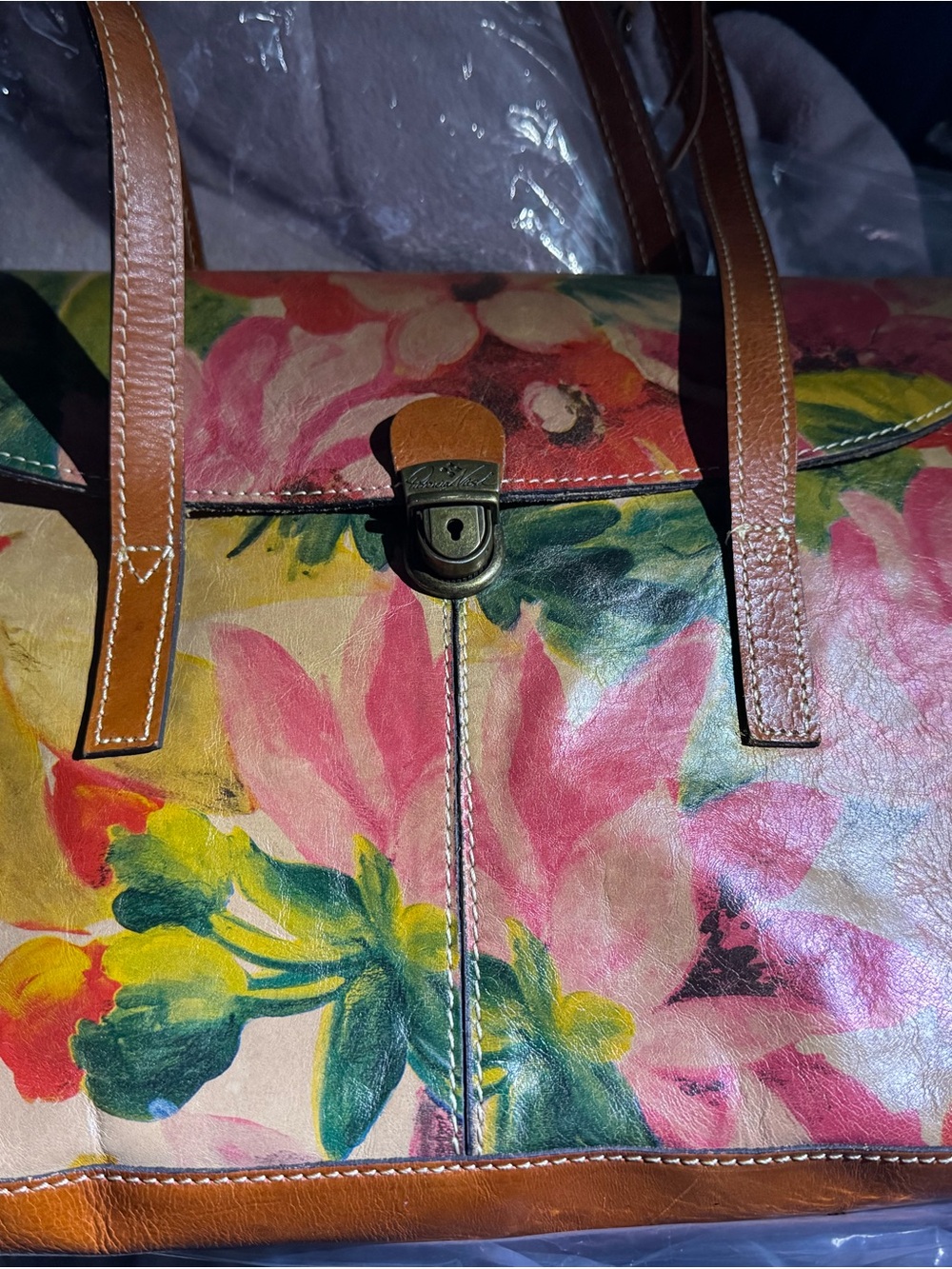 Patricia Nash Floral Leather Tote Bag in Multi-Color EUC Beautiful